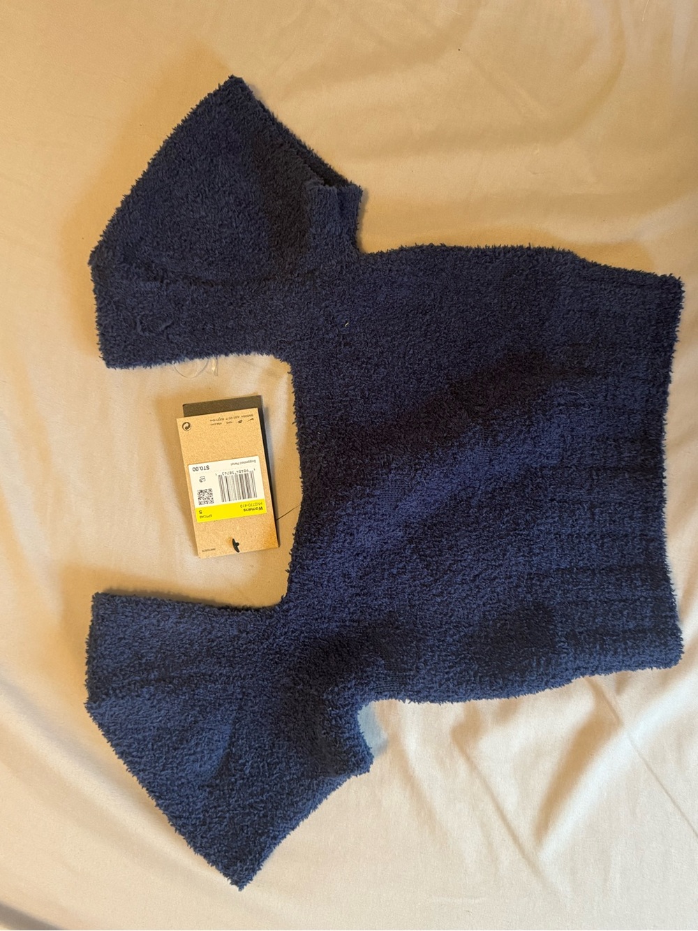 Nike Navy Blue Off-the-Shoulder Fuzzy Sweater Top